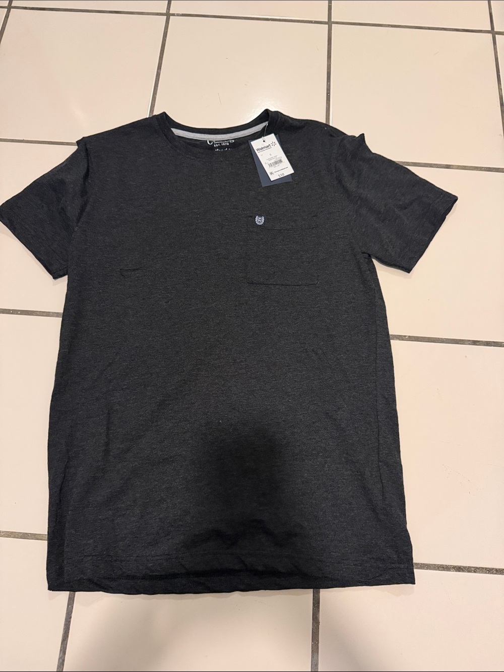 Chaps Men's Charcoal Short Sleeve Pocket Tee